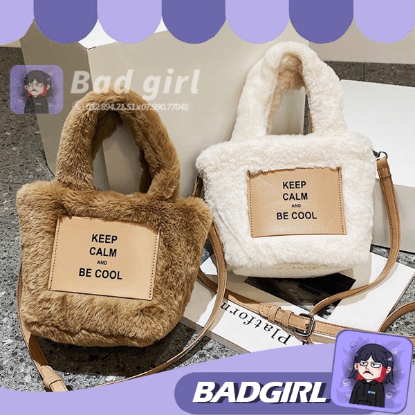 túi đeo chéo nữ nhỏ phong cách hàn quốc lông cừu BADGIRL BD7805