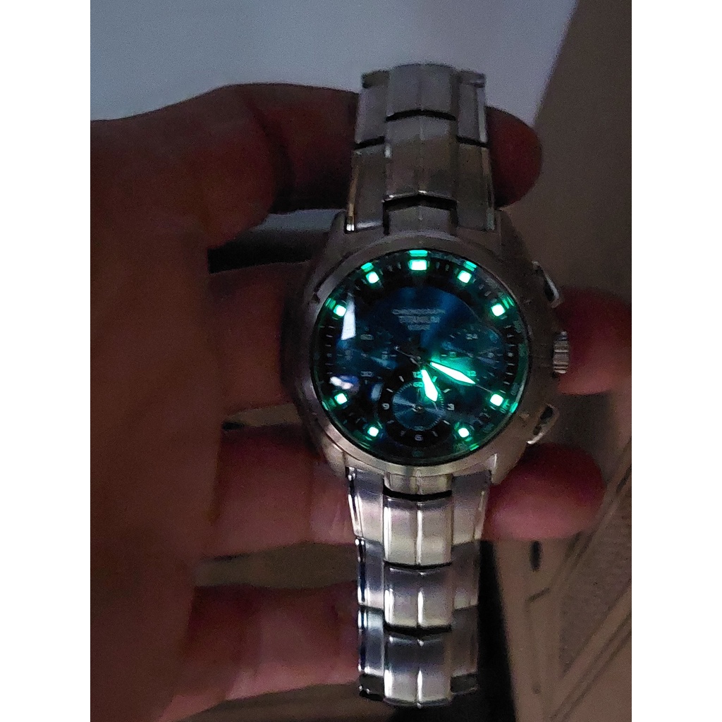 Đồng hồ nam Wired 6 kim titan mặt xanh chạy pin hàng Si