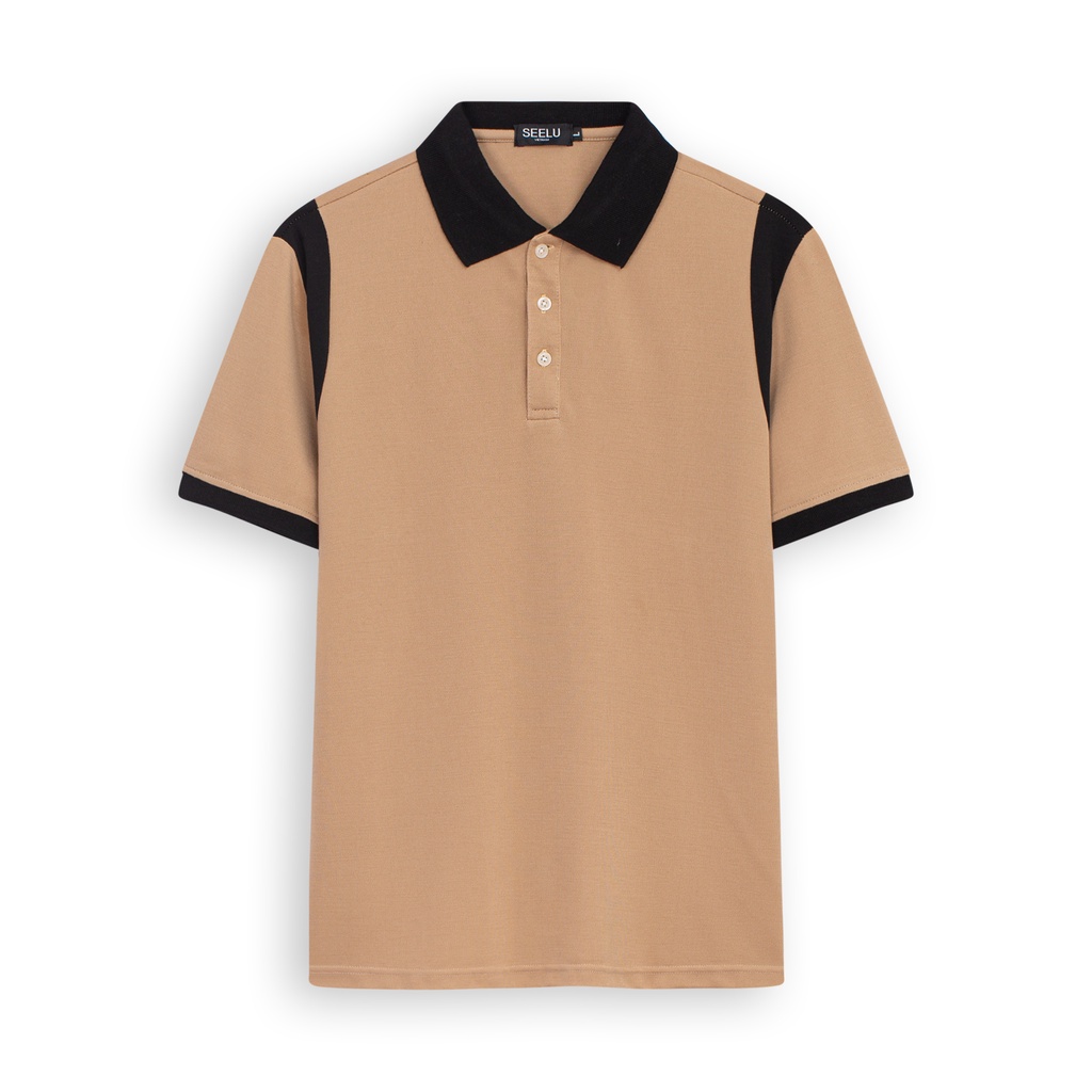 Áo thun POLO nam SEELU vải cá sấu Cotton, chống nhăn, thoáng mát - 1 sọc vai