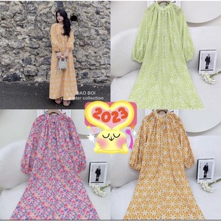 ( ảnh thật shop tự chụp) váy hoa dáng dài chất thô mềm