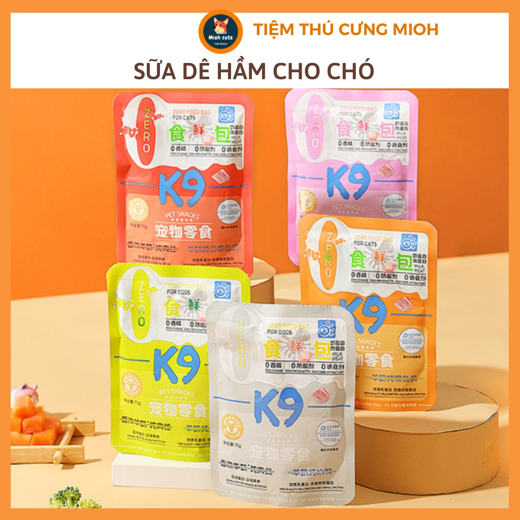 For DOG - Súp sữa dê hầm thịt gà, thịt vịt dinh dưỡng K9 cho chó Túi 70g