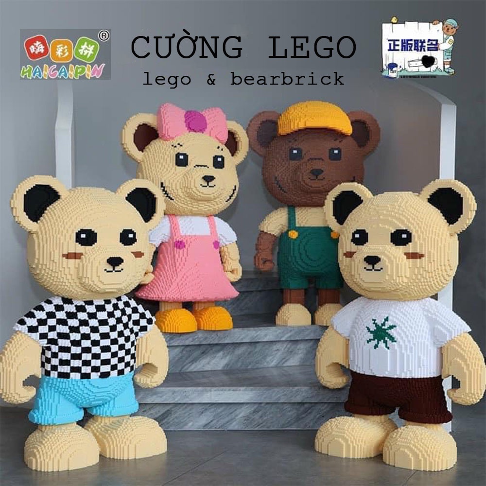 Mô hình lắp ráp le go haigaipin gấu Bearbrick cỡ lớn 88cm gấu bộ tộc trưng bày trang trí 3D CỰC HOT