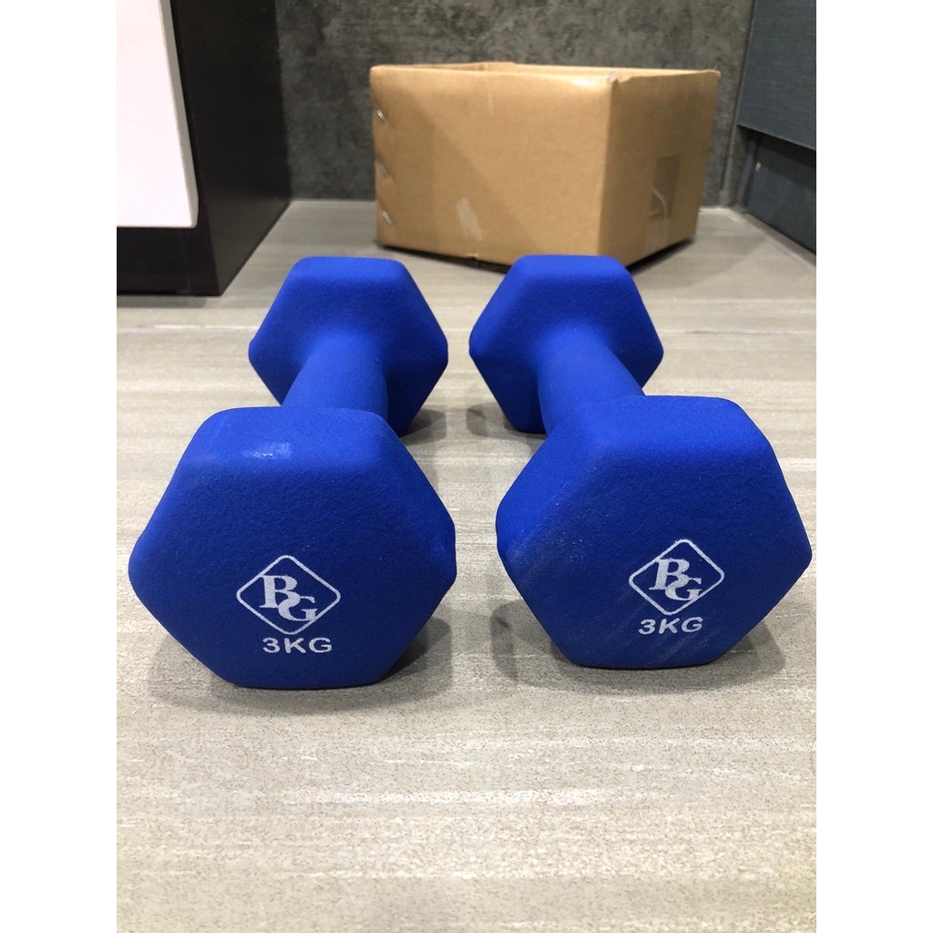 BG-[4 KG] Tạ tay lõi thép đặc bọc cao su tập gym yoga chống trơn trượt, xước vỡ sàn RED/BLUE