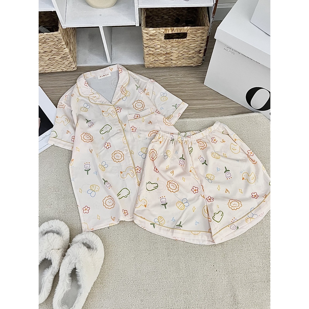 Đồ ngủ pyjama lụa hình mango cao cấp