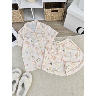 Đồ ngủ pyjama lụa hình mango cao cấp