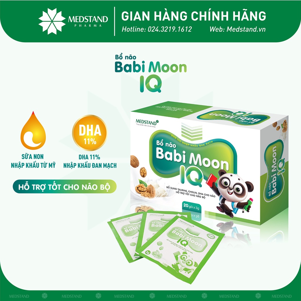 Cốm bổ não bổ sung taurine, cholin, DHA cho não, phát triển não bộ của trẻ MEDSTAND Babimoon IQ (Hộp 20 gói x 3g)