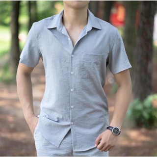 Áo đũi nam cộc tay cổ bẻ có cúc ngực