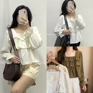 Áo Babydoll cổ vuông viền bèo tay bo chun Áo Cổ Bèo phong cách ulzzang