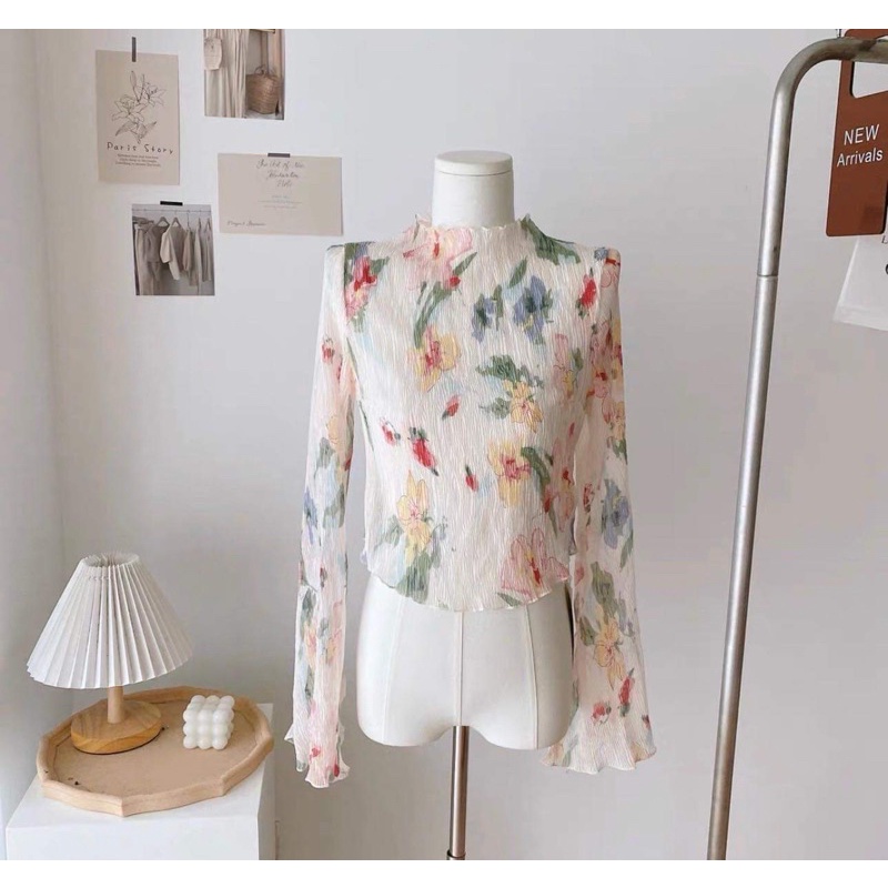 Áo voan gân xuyên thấu hoa Nana21 Nanastore21