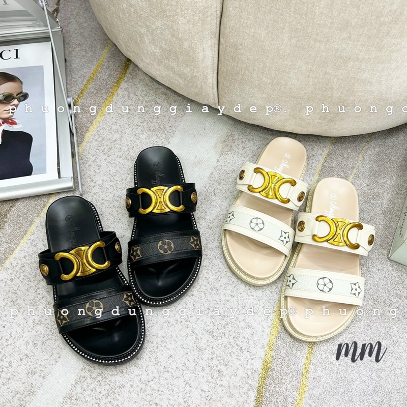 Dép lê celi quai ngang đính tag fullbox qc