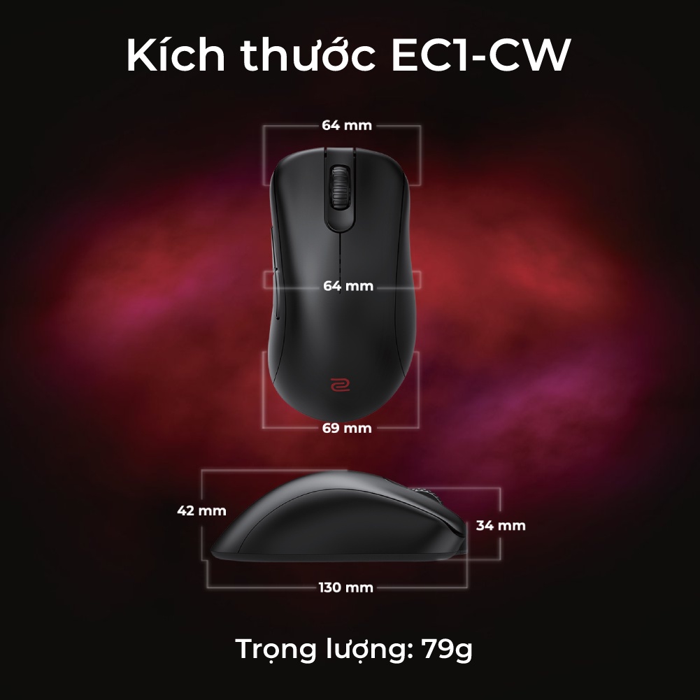 Chuột gaming không dây Esports BenQ ZOWIE EC1-CW công thái học, bánh lăn 24 nấc