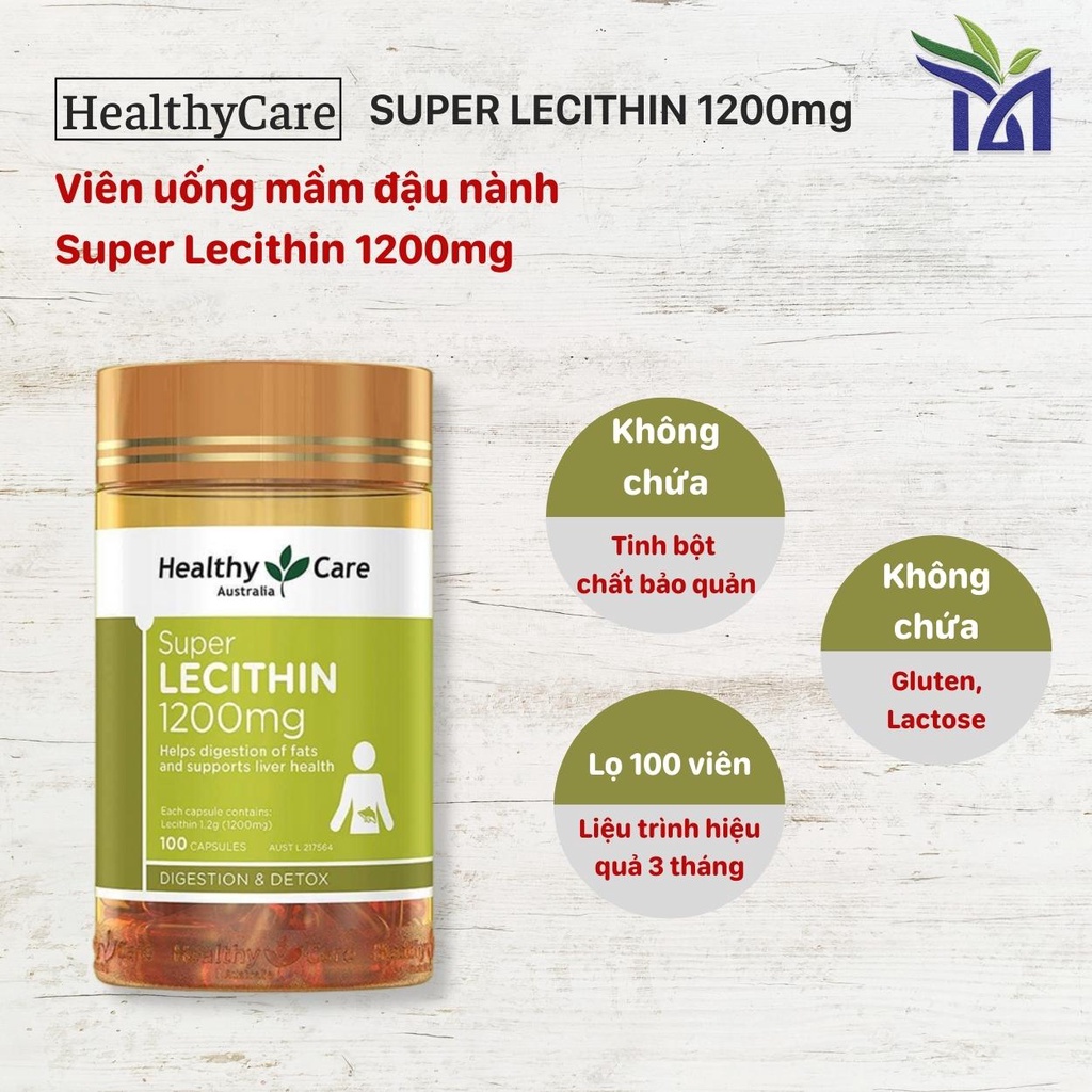 Viên Uống Mầm Đậu Nành Healthy Care Super Lecithin 100 viên Cân Bằng Nội Tiết Tố Nữ, Đẹp Da, Giảm Lão Hóa