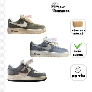 Giày thể thao  AF1 bản da lộn hot 2022 dành cho nam nữ, Giày sneaker AF1 xám chuột-xám lông chuột chuẩn S.Cấp  full pk