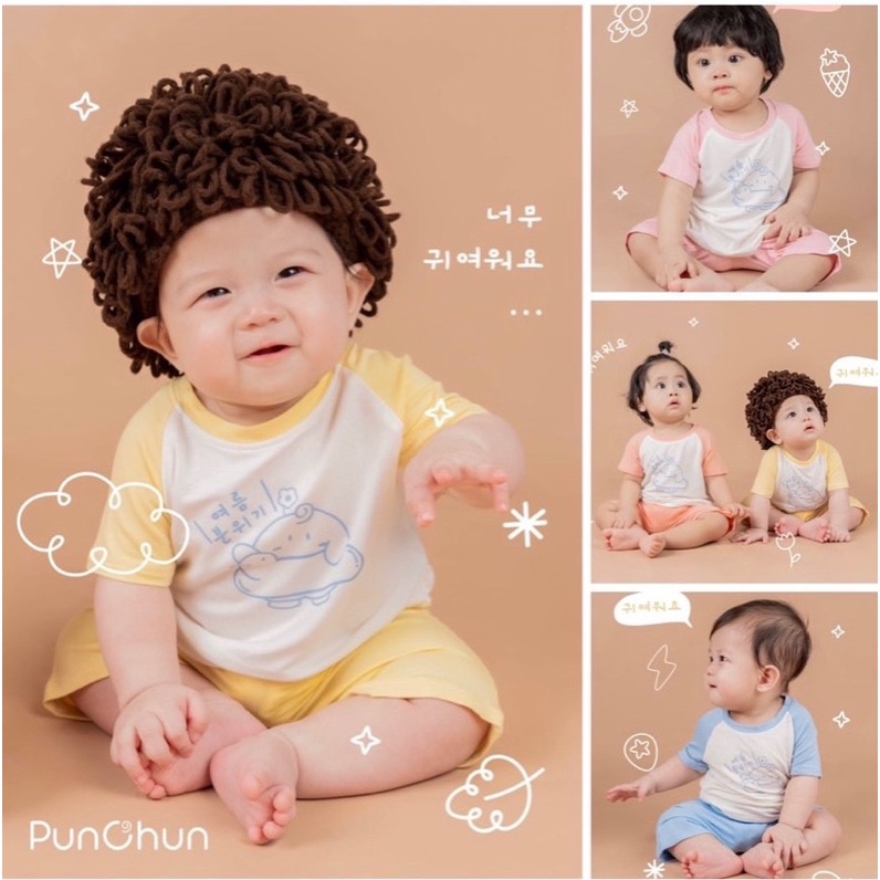 Punchun Bộ cộc tay raglan mềm mát punchun mầu pastel cho bé trai