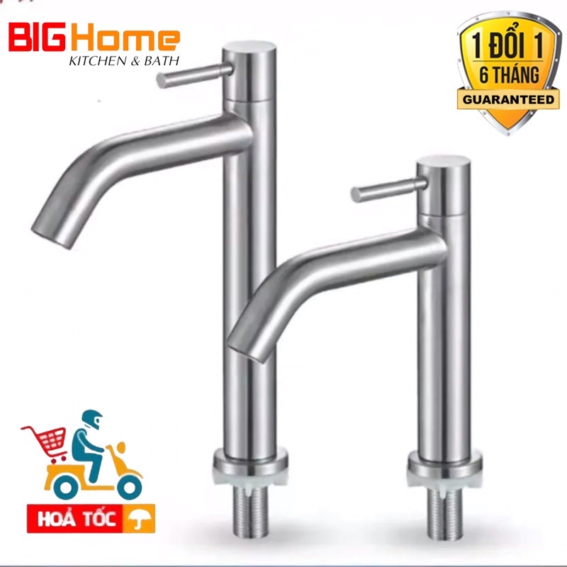 Vòi Rửa Mặt Lavabo Lạnh 100% inox VÒI LA ĐIẾU 20cm đặt trên thành lavabo đảm bảo không rỉ sét