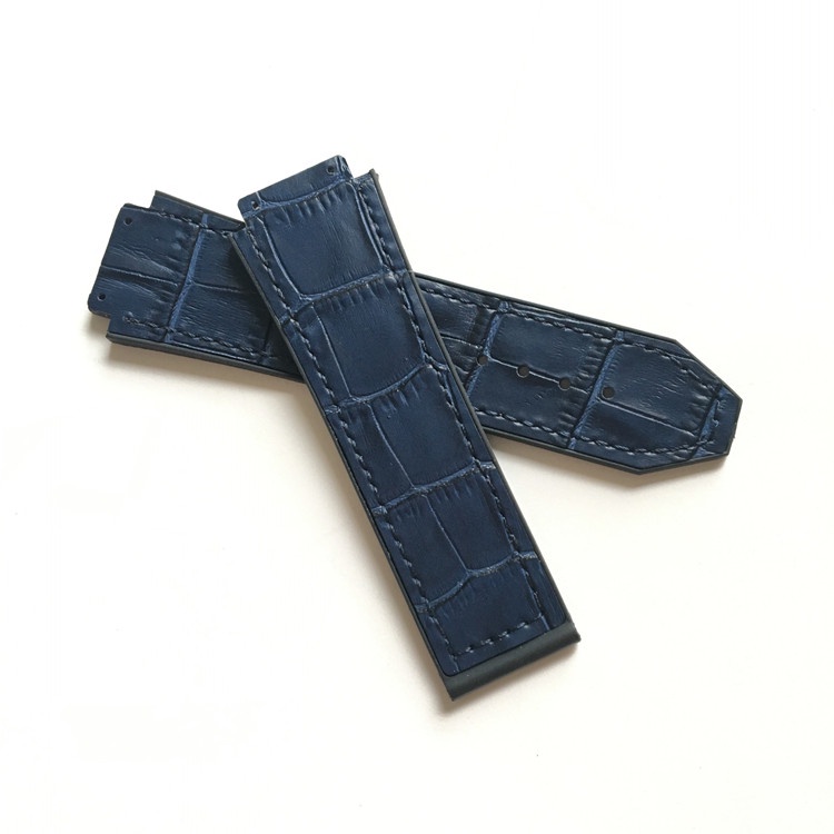 Dây đồng hồ H.U.B.I.O.T da vân cá sấu xanh than size 42, 38, 34mm