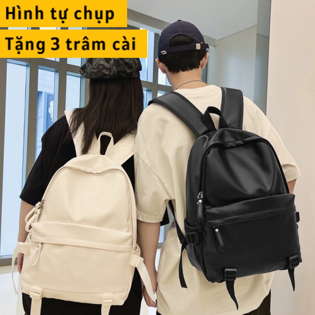 Balo unisex da PU chống nước tuyệt đối, ko bám bụi, cặp đựng lap 15inch, balo đi học, cặp nam nữ, TẶNG 3 TRÂM CÀI