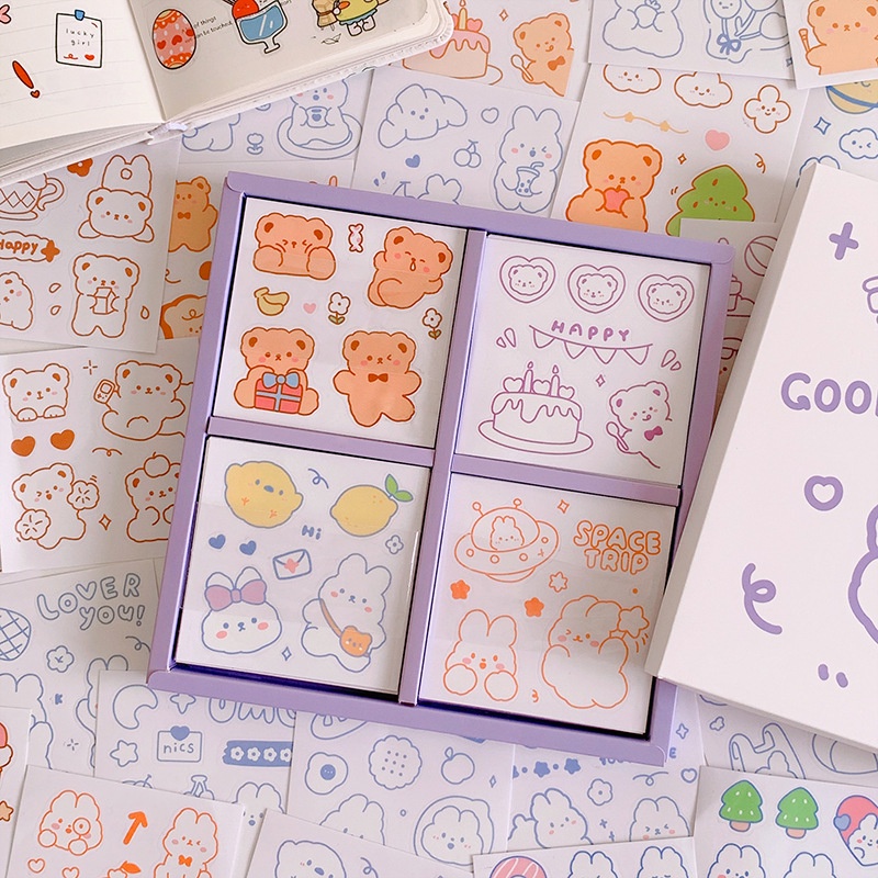 Sticker kute dán bìa sách vở, bình nước, laptop, điện thoại phong cách Hàn Quốc