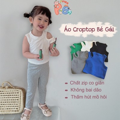 Áo Croptop Bé Gái Kiểu Xẻ Vai Năng Động Chất Zip Co Dãn 4 Chiều, Dễ Phối Đồ - BabyBoo - PiBo Store-CRXV