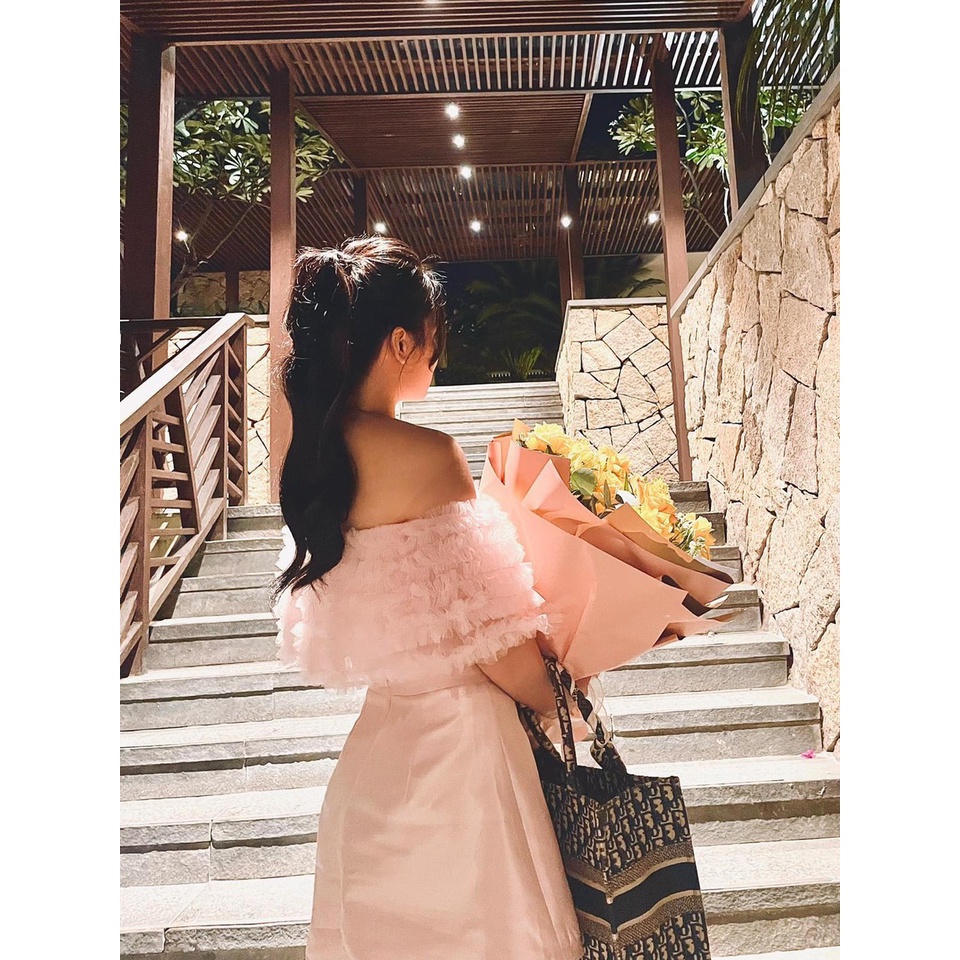 Set Crop Hồng Lông Vũ + Chân Váy