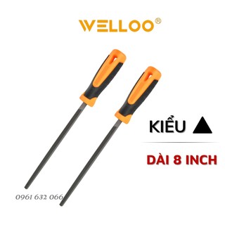 Dũa sắt tam giác, Dũa 3 cạnh dài 200mm WELLOO Chính hãng - Tay cầm cán nhựa chắc chắn, êm ái