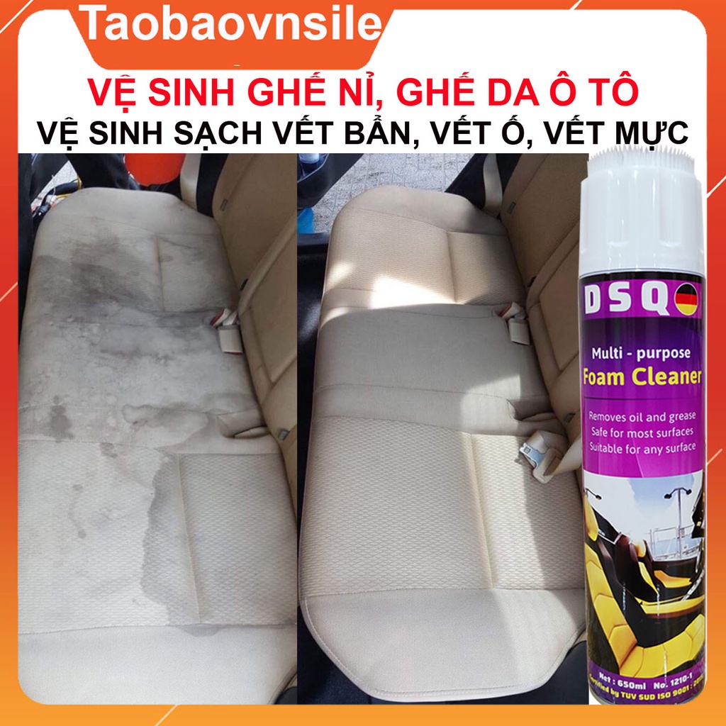 Vệ sinh nội thất ô tô- Làm sạch ghế Sofa- Tẩy ghế da, ghế Nỉ, Ghế Vải Foam Cleaner Chính Hãng DSQ nhập