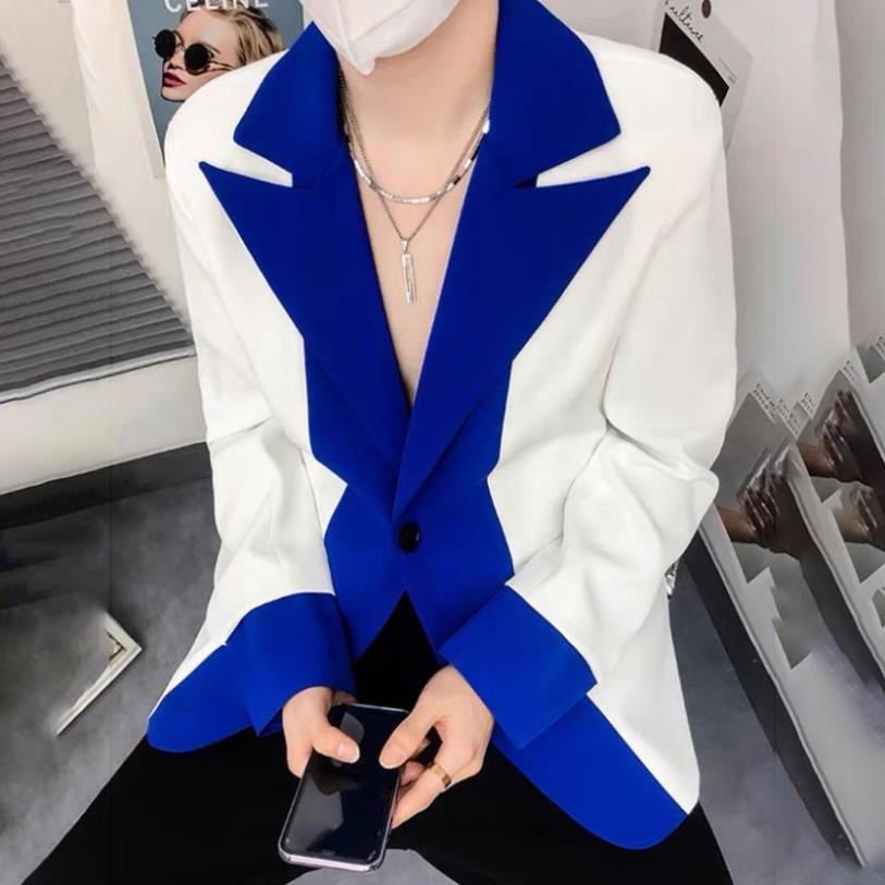 h Áo khoác Blazer nam, Áo Vest Blazer Phối màu Xanh Cô Ban nổi bật độc đáo phong cách Hot Trend trẻ trung Mã N44 . | BigBuy360 - bigbuy360.vn