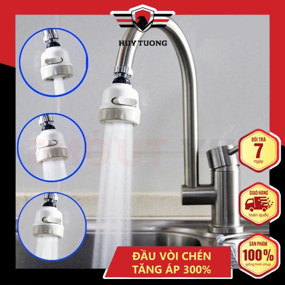 Đầu nối vòi rửa chén tăng áp 300%, đầu vòi nối 3 chế độ phun nước, xoay 360 độ tiện dụng cho việc rửa chén - Huy Tưởng