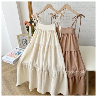 Đầm tầng cột dây dáng dài