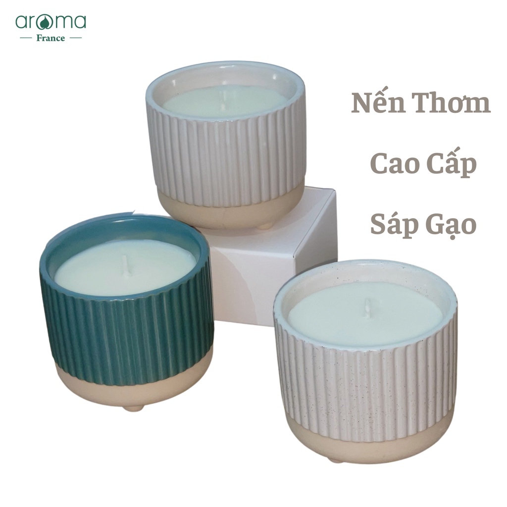 Nến thơm Aroma Mercury Row Ridged Scented Candle - Chậu Xanh Nến thơm hương Địa Trung Hải - Nến trang trí cao cấp 900Gr