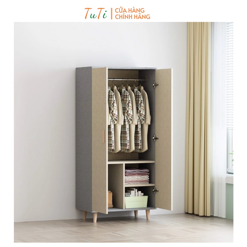 Tủ quần áo gỗ phong cách bắc âu cho phòng ngủ - gp129 màu vân vải