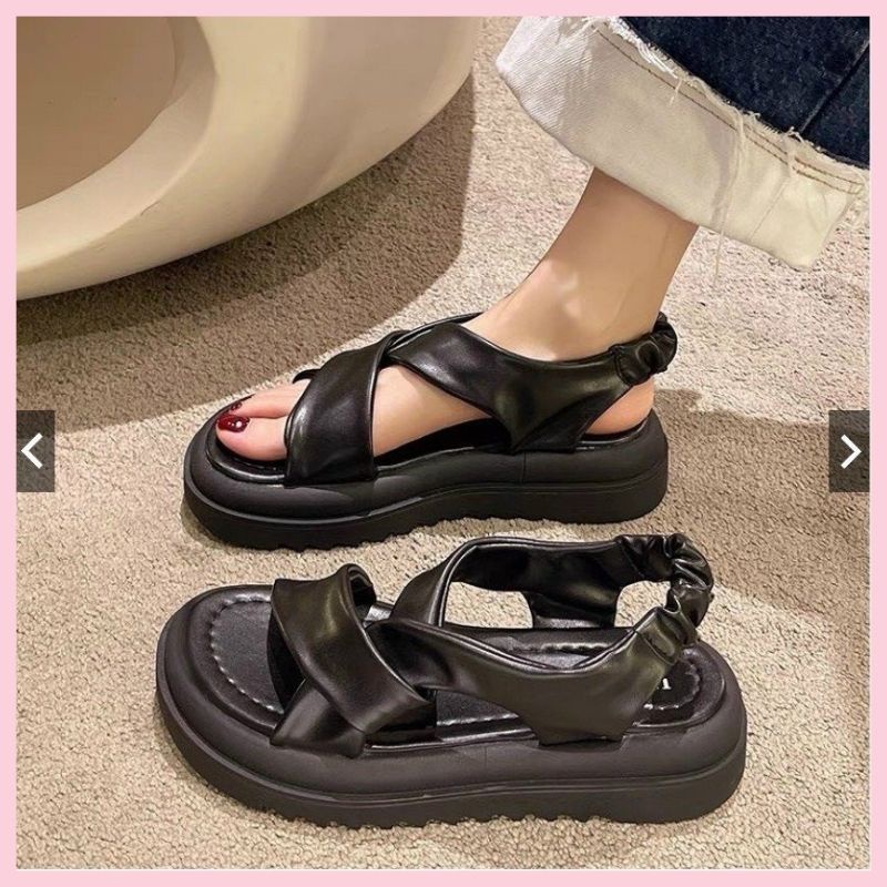 Dép sandal nữ da mềm quai chéo quai hậu mẫu mới hot trend 2023 hàng Quảng Châu cao cấp jumato