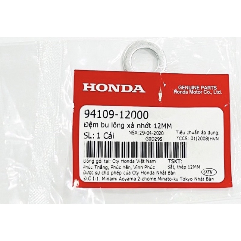 Ốc xã nhớt máy + long đền Honda Tay Ga Vario 125/ Click 125/ AB 125 / FUTURE / LEAD125 / VISION2014 / Winner/Wave
