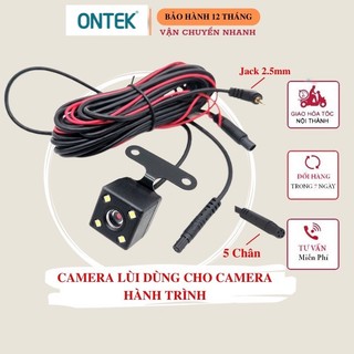 Camera lùi ô tô cho camera hành trình 5 chân 4 led với dây tín hiệu 5,5m /10m góc rộng 140 độ