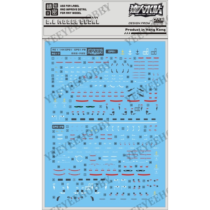 PHỤ KIỆN MÔ HÌNH - DECAL NƯỚC CHO GUNDAM RG 1/144 RX-78 GP01 ZEPHYRANTHES / GP01 FB FULL BURNERN