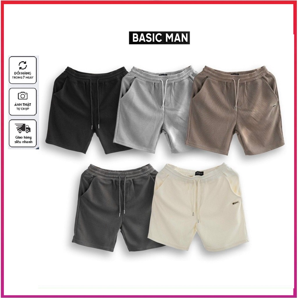 Quần short Nam Mặc Nhà Chất Tổ Ong Co Giãn, Quần Thể Thao Ngắn Mềm Mịn Thoải Mái - QD01- BASICMAN