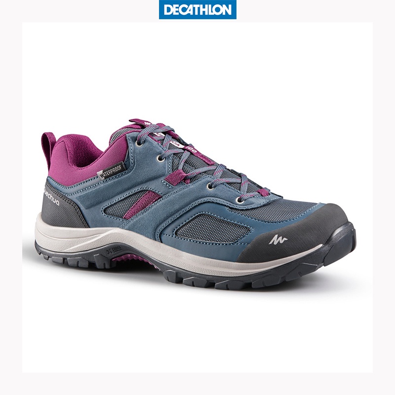 Giày leo núi chống thấm tuyệt đối MH100 cho nữ – Xanh dương/Mận chín DECATHLON QUECHUA mã 8595670