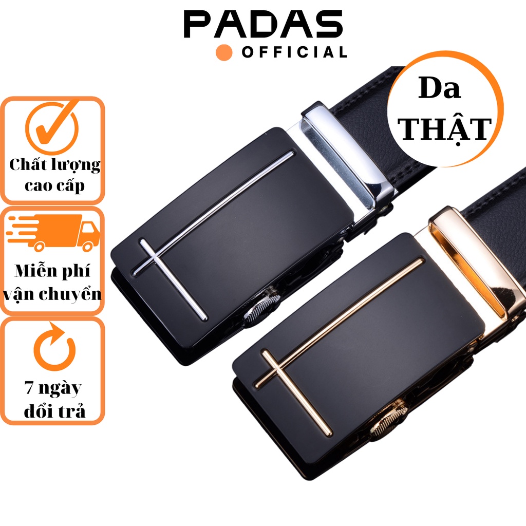Dây lưng nam PADAS, dây nịt nam, thắt lưng nam da bò thật hai lớp khoá tự động hàn quốc bản nhỏ sinh viên công sở lịch l