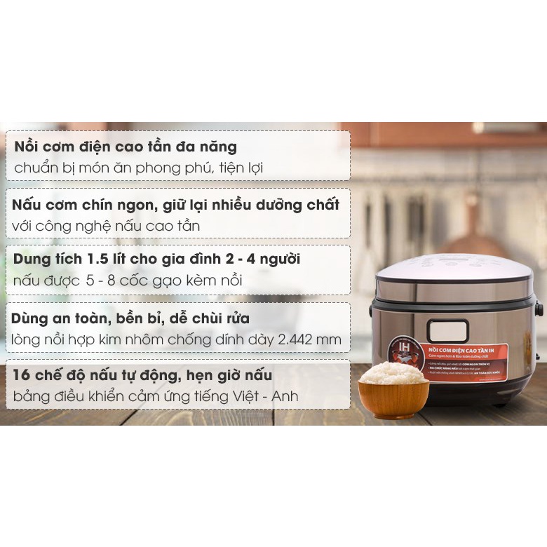 Nồi cơm điện cao tần Sunhouse Mama 1.5 lít SHD8955 - Bảo hành chính hãng