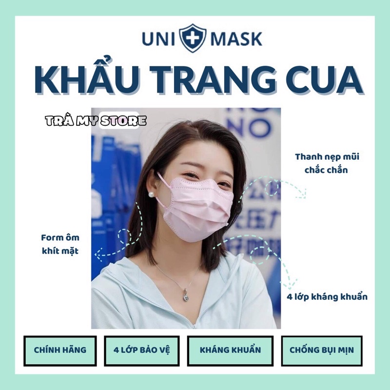 Thùng 300 Chiếc Khẩu Trang Cua UNIMASK 4 Lớp Kháng Khuẩn Kiểu Dáng Mới