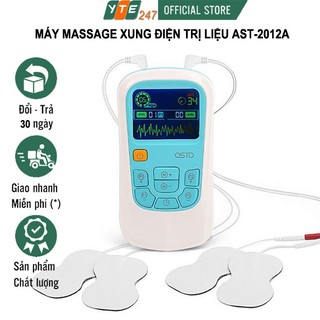 Máy massage xung điện trị liệu, máy mát xa châm cứu điện xung 8 miếng dán ast-2012a cao cấp