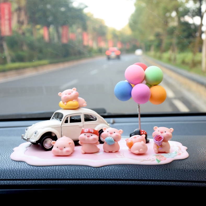 Phụ Kiện Trang Trí Oto Bàn Làm Việc Set 6 Chú Heo Mập Đáng Yêu - Đồ Decor Ô Tô Phòng Ngủ Bàn Học Decoroto Giá Rẻ