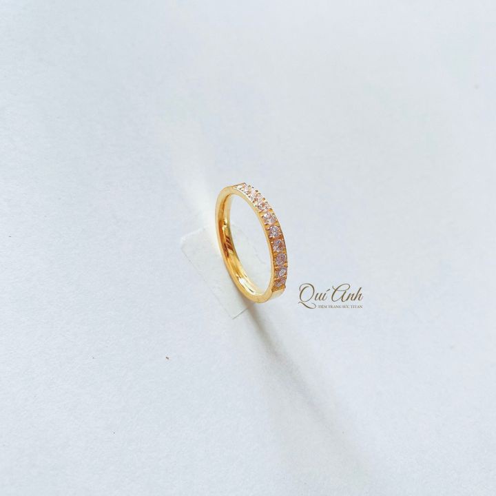Nhẫn Titan Vàng Đính 10 Đá