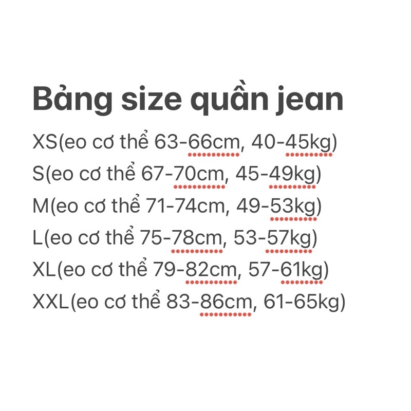 Quần jean nữ ống rộng lưng cao dáng xuông xuất dư xịn(bảng size ảnh 3) | BigBuy360 - bigbuy360.vn