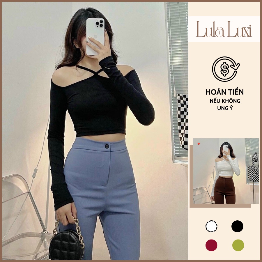Áo Croptop Cổ Yếm Hot Trend Style Hàn Quốc Áo Khoét Hở Vai Sexy Nữ Tính Kiểu Basic Lula Luxi