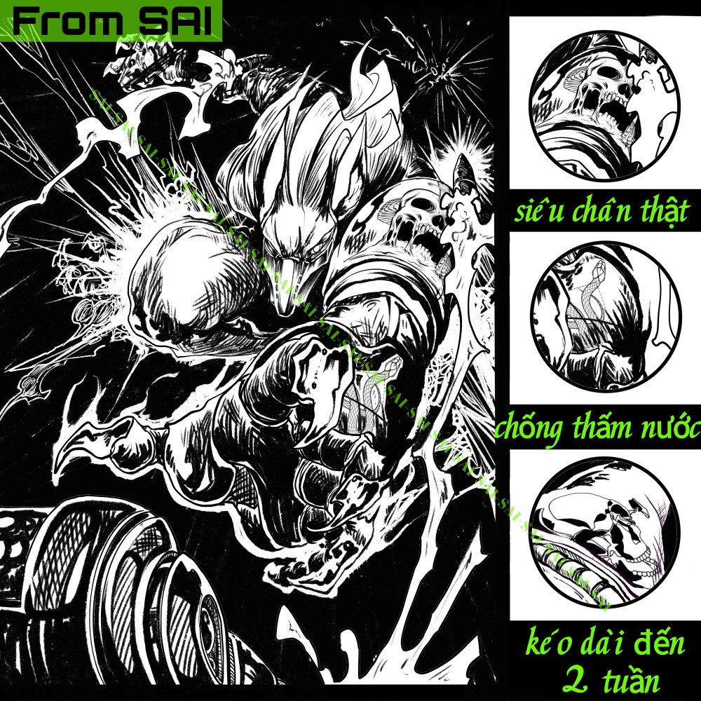 Miếng dán hình xăm tạm thời SAI MAGIC TATTOO 10CM×06CM chống thấm nước lâu trôi lên đến 2 tuần 037