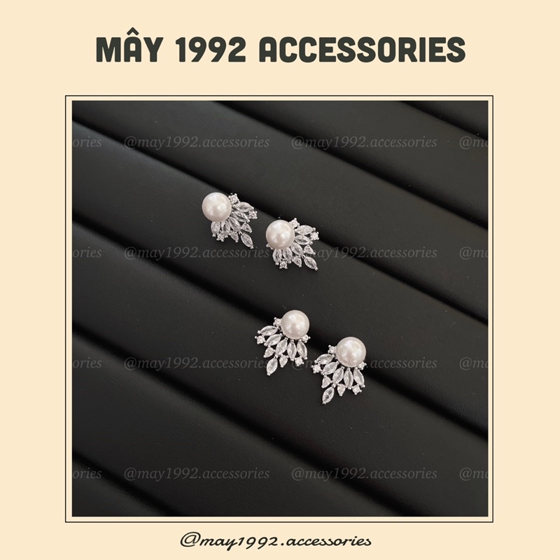 Bông tai, khuyên tai bạc nữ mã SP0018 đính đá - may1992.accessories