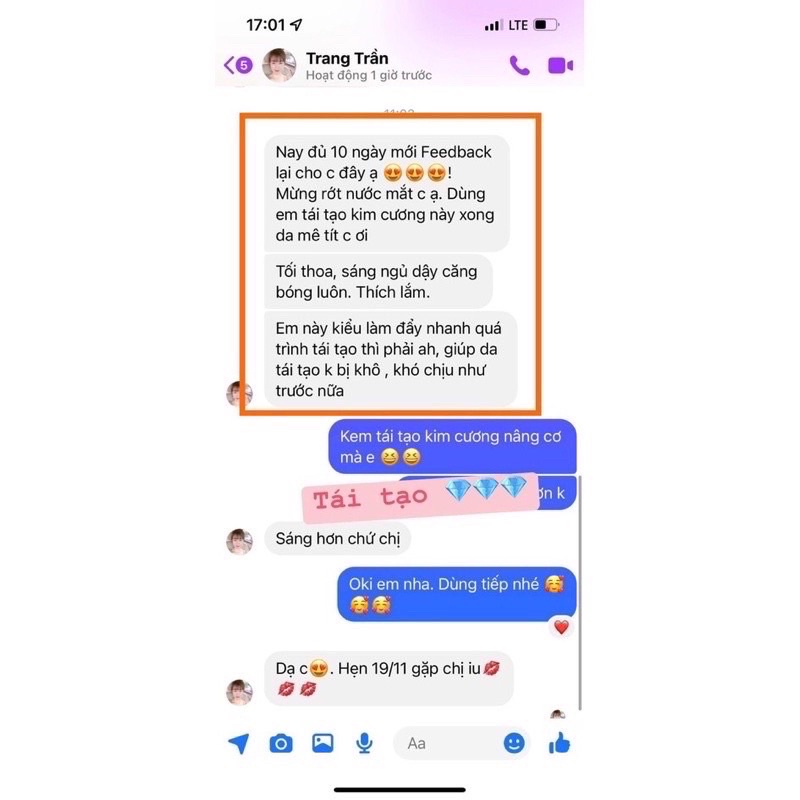 Kem tái tạo kim cương Chamomileskill hàng chuẩn