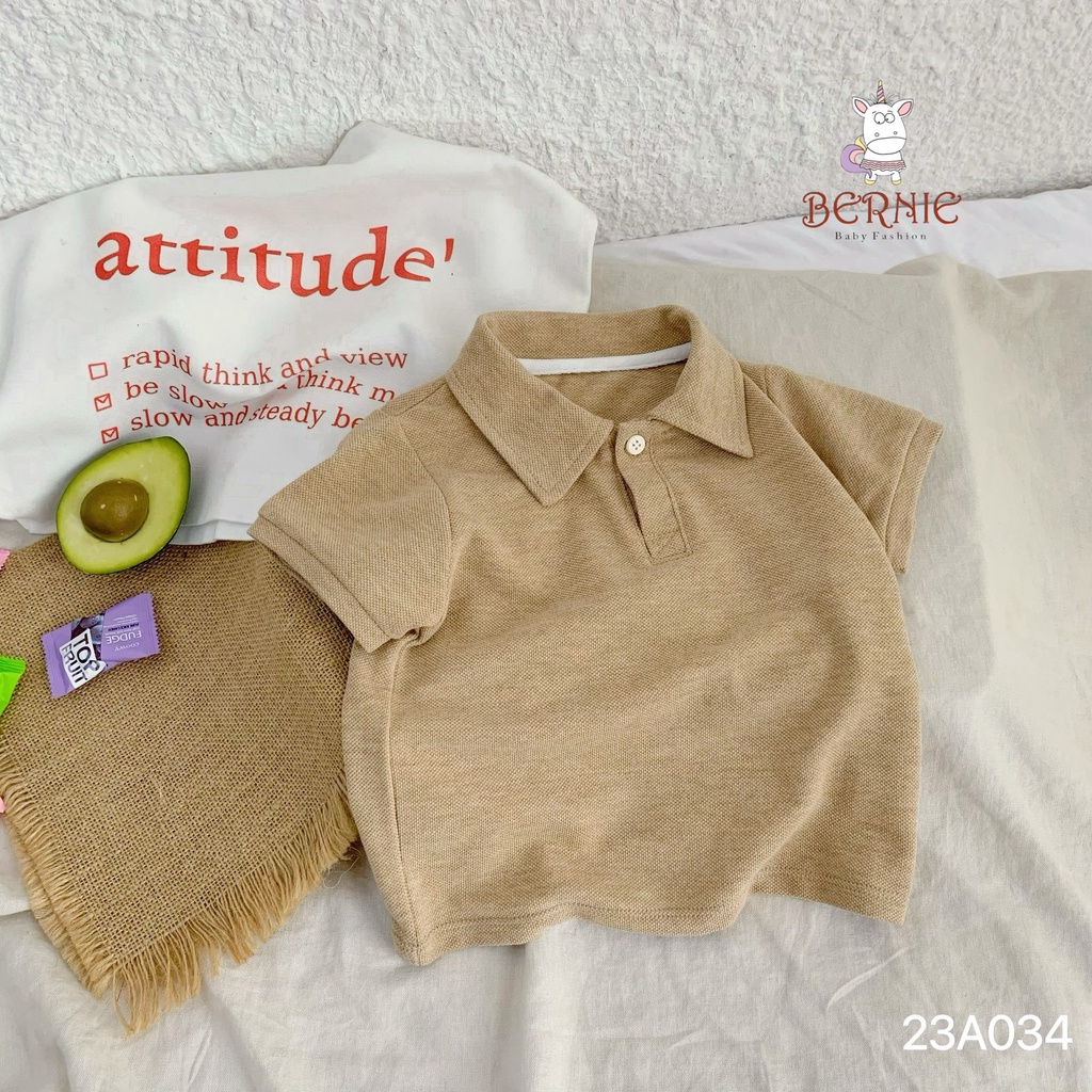 Áo phông polo trơn basic cộc tay Bernie cho bé trai bé gái
