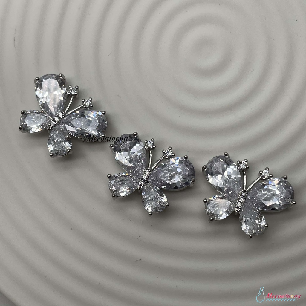 Khuy nút cúc hình con bướm size 23mm bằng đồng đính đá Zircon làm thủ công bằng tay dùng trang trí váy áo đầm các loại